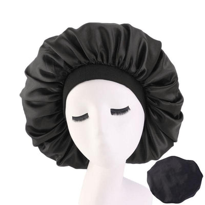 Black Extra Large Wide Band Silky Bonnet - Taelor Boutique