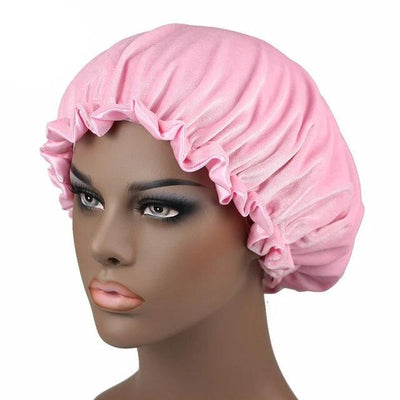 Pink Satin Lined Velvet Bonnet - Taelor Boutique