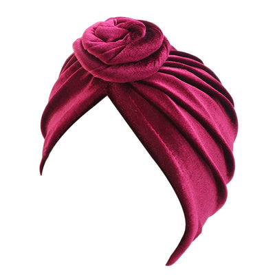 Red Velvet Knotted Turban - Taelor Boutique
