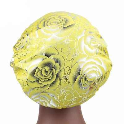 Yellow Rose Print Silky Bonnet - Taelor Boutique