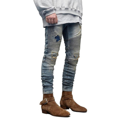 Mens Skinny Ripped Biker Jeans - Taelor Boutique