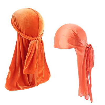 Orange Velvet & Silk Durag Set - Taelor Boutique