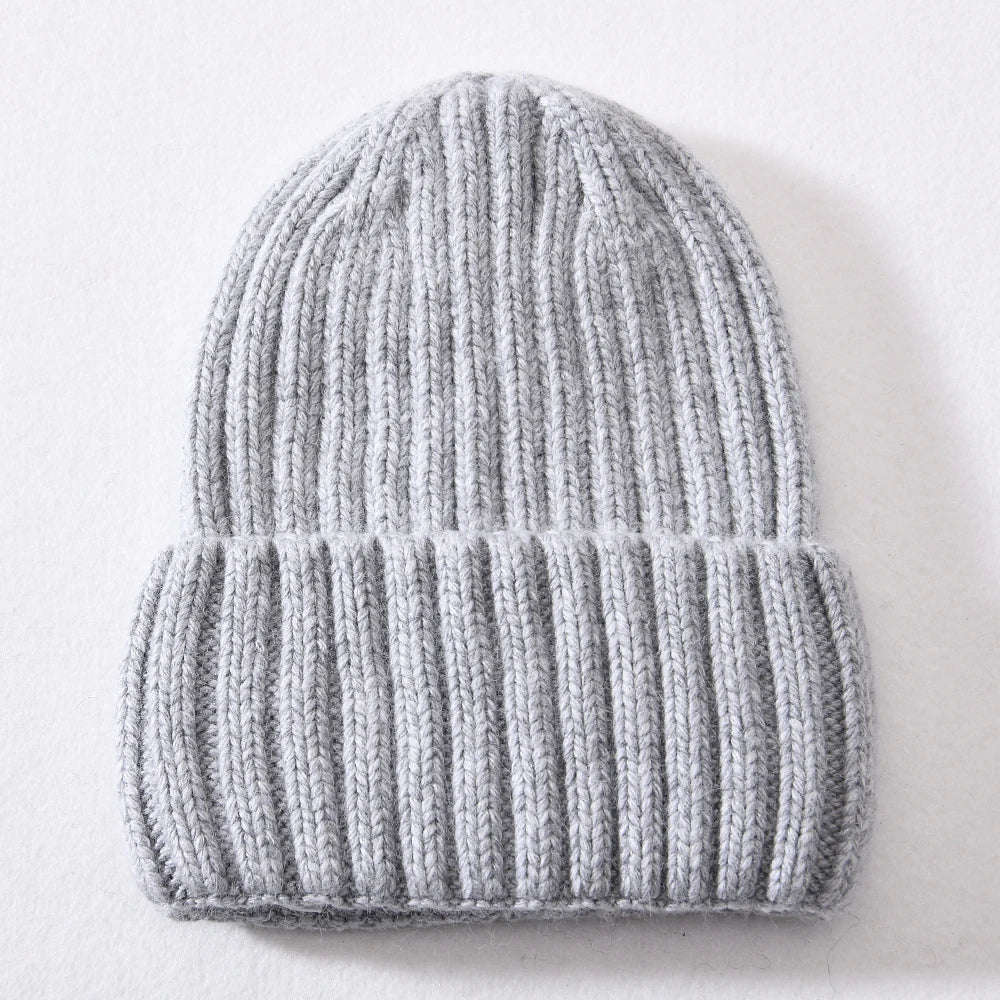 Light Grey Chunky Knitted Satin Lined Beanie