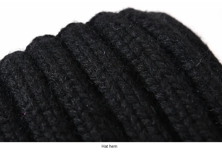 Black Chunky Knitted Satin Lined Beanie