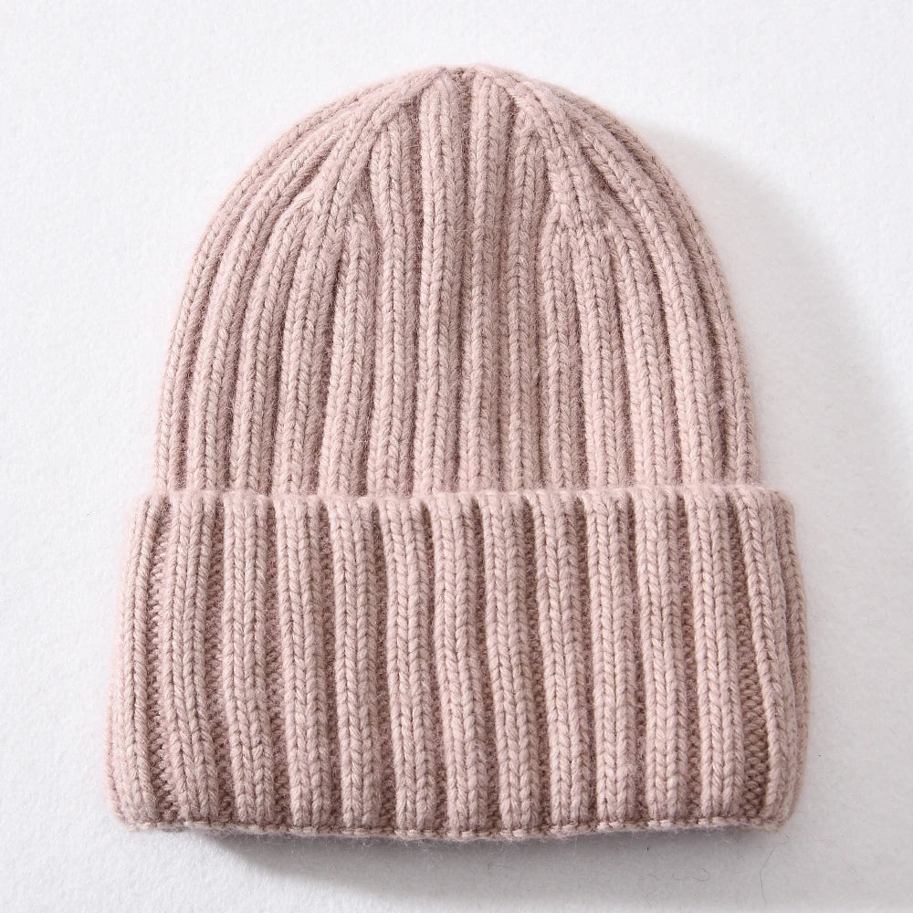 Blush Pink Chunky Knitted Satin Lined Beanie