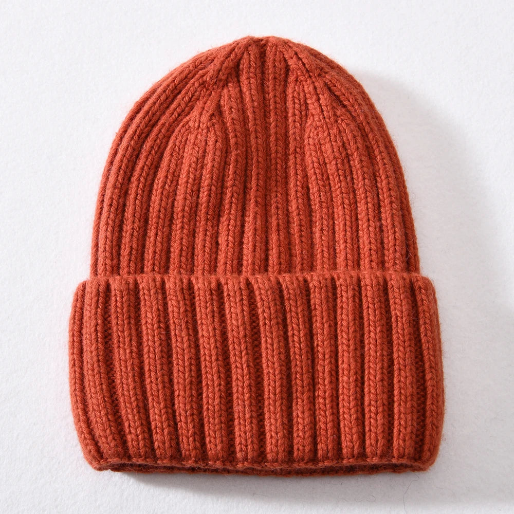 Brick Red Chunky Knitted Satin Lined Beanie