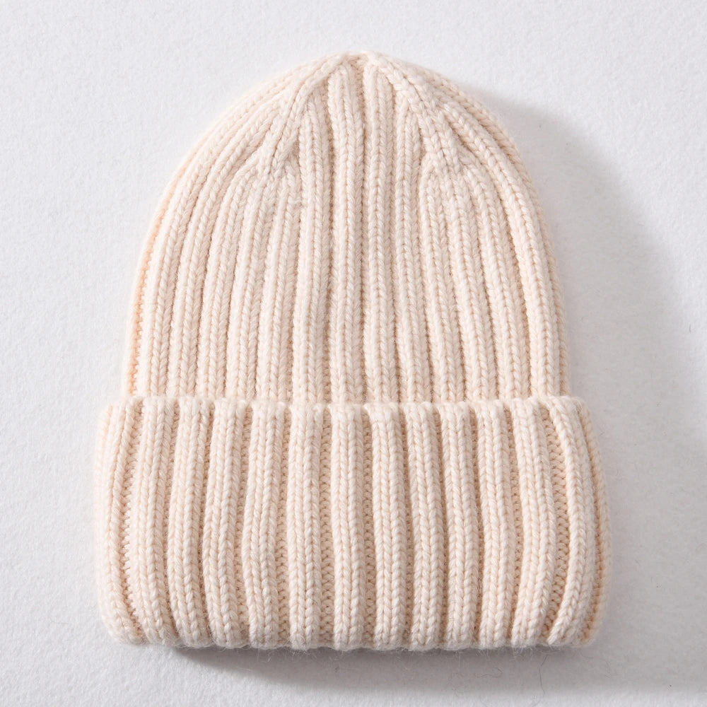Beige Chunky Knitted Satin Lined Beanie