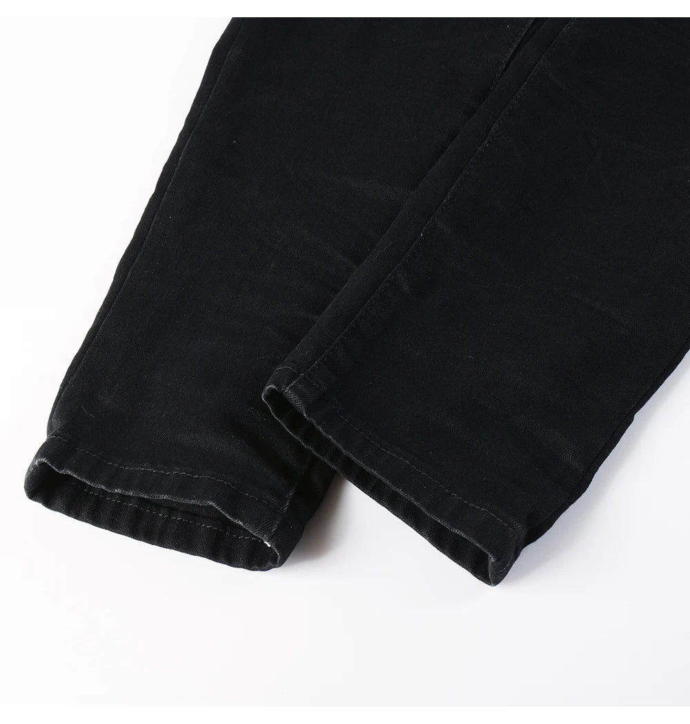 Black Leopard Print Patch Jeans