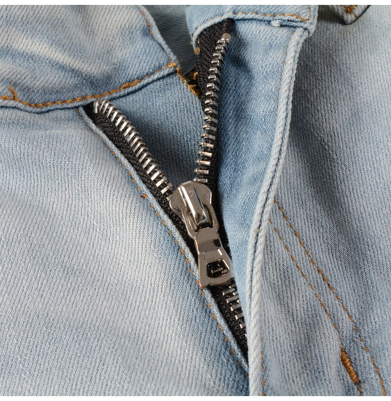 Pale Blue White Ribbed Patchwork Jeans