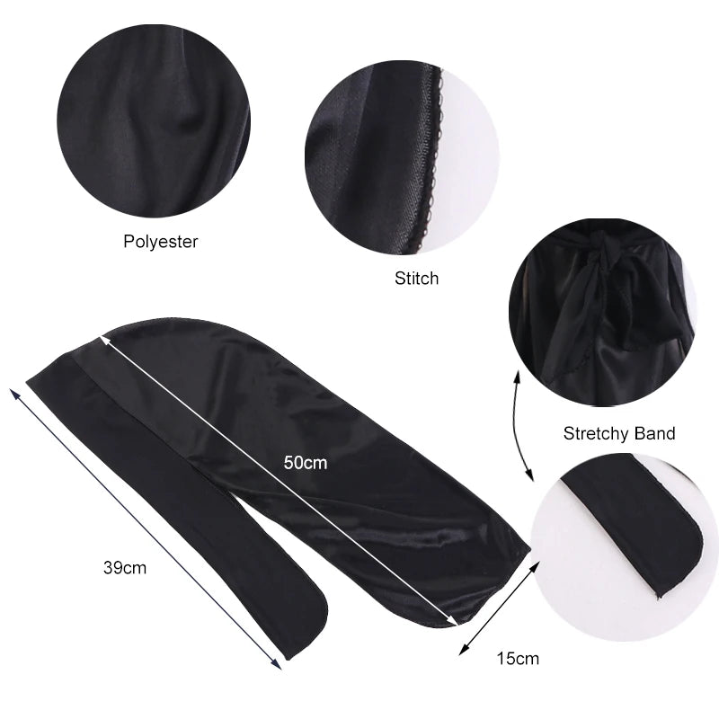 Black Front Band Silky Durag
