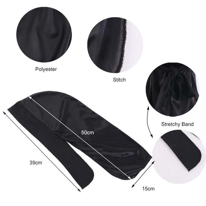 Black Front Band Silky Durag