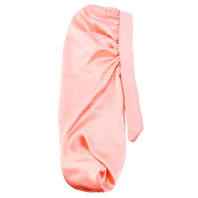 Shell Pink Kids Silky Long Braids Tied Bonnet
