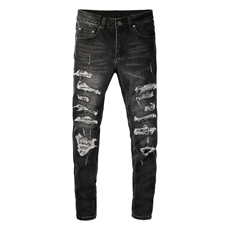 Black Bandana Patch Distressed Jeans