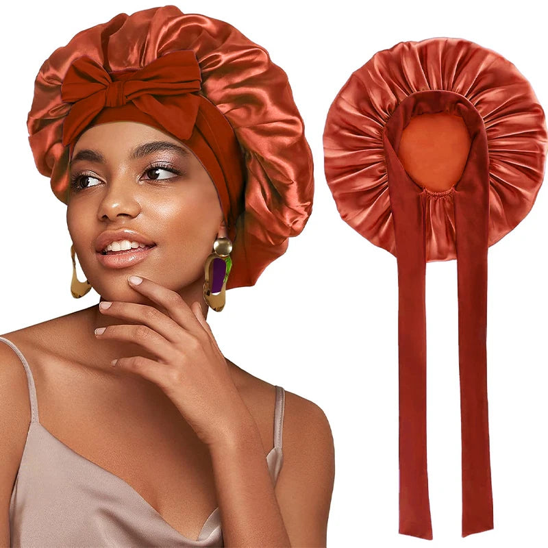 Light Brown 
Wide Band Tied Silky Bonnet