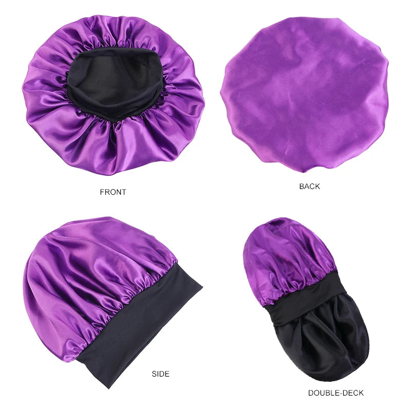 Hot Pink Extra Large Double Layer Wider Band Silky Bonnet