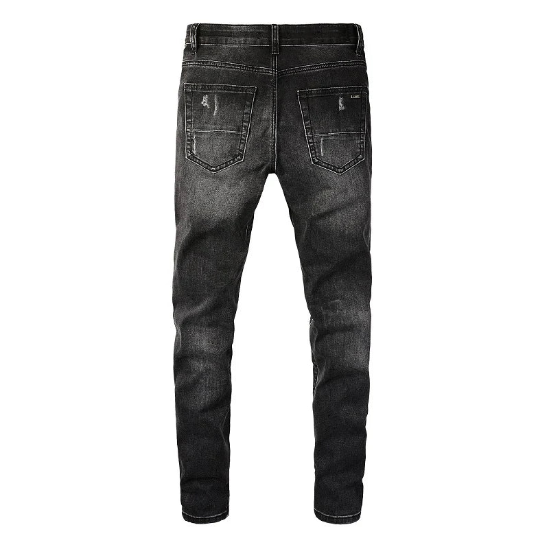 Black Bandana Patch Distressed Jeans