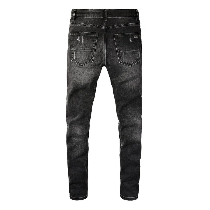 Black Bandana Patch Distressed Jeans