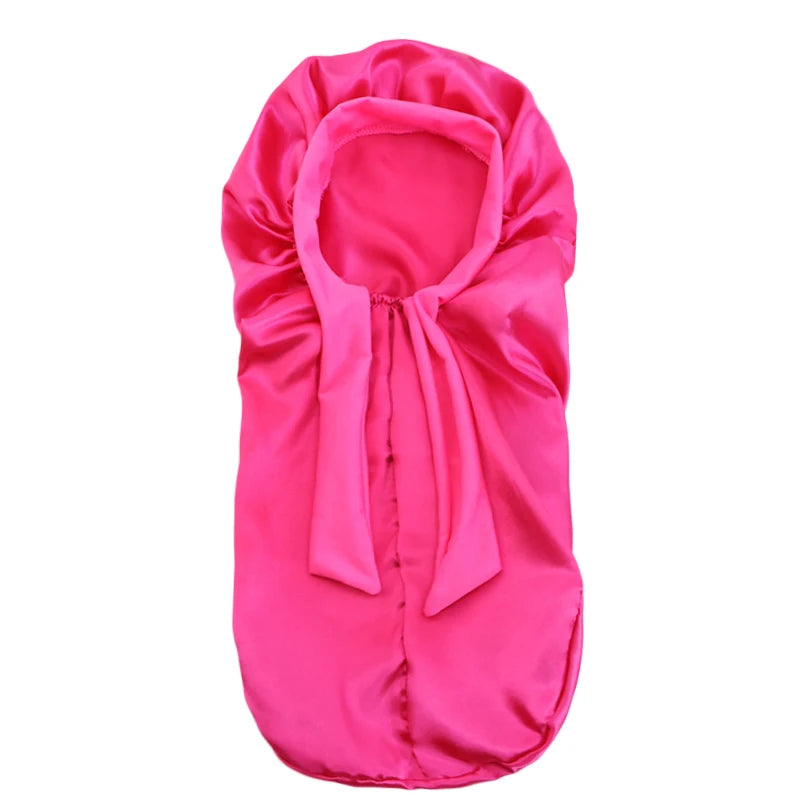 Hot Pink Kids Silky Long Braids Tied Bonnet