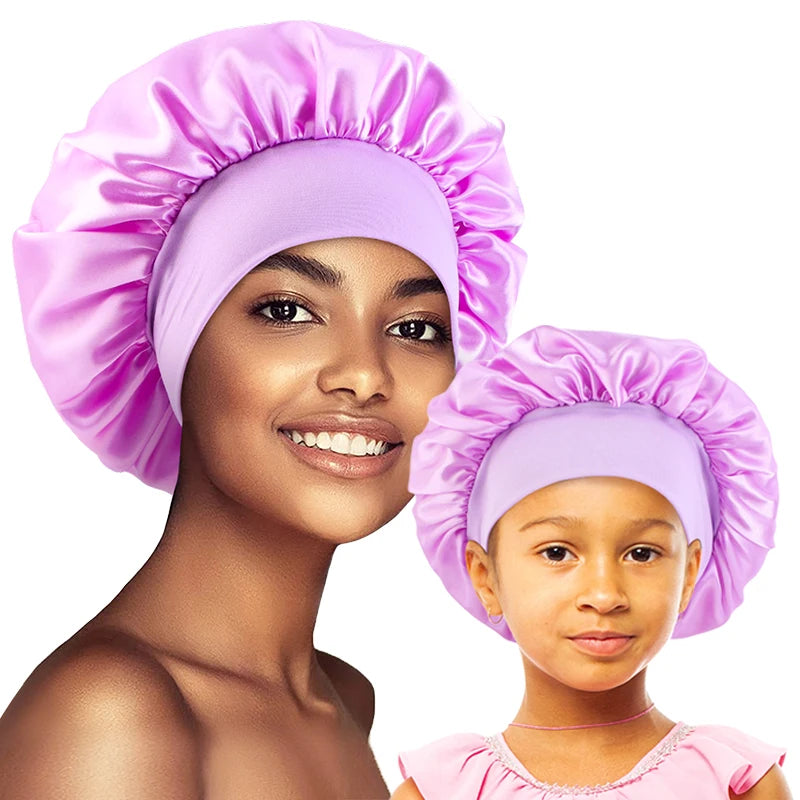 Light Purple Mommy and Me Extra Wide Band Bonnet Set
