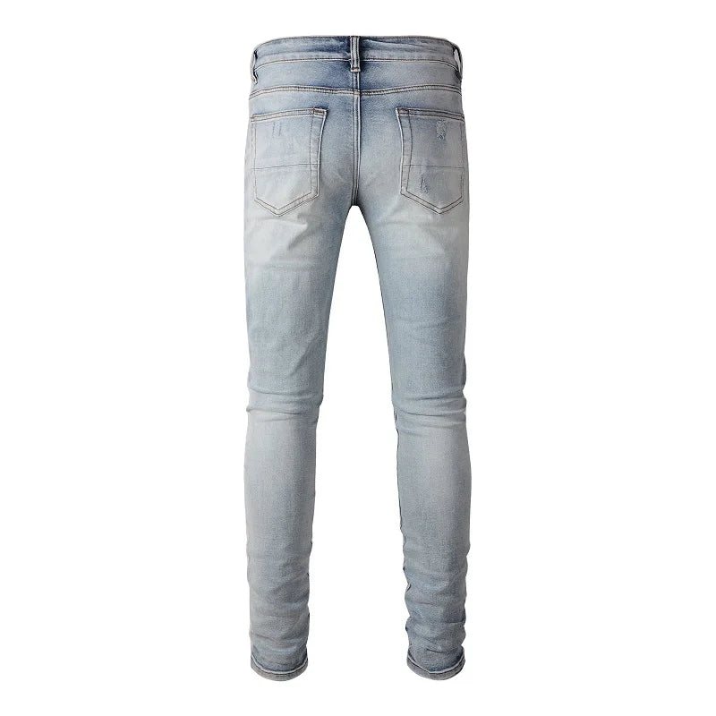 Blue Purple Gradient Patch Jeans