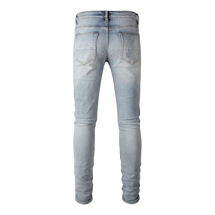 Blue Purple Gradient Patch Jeans