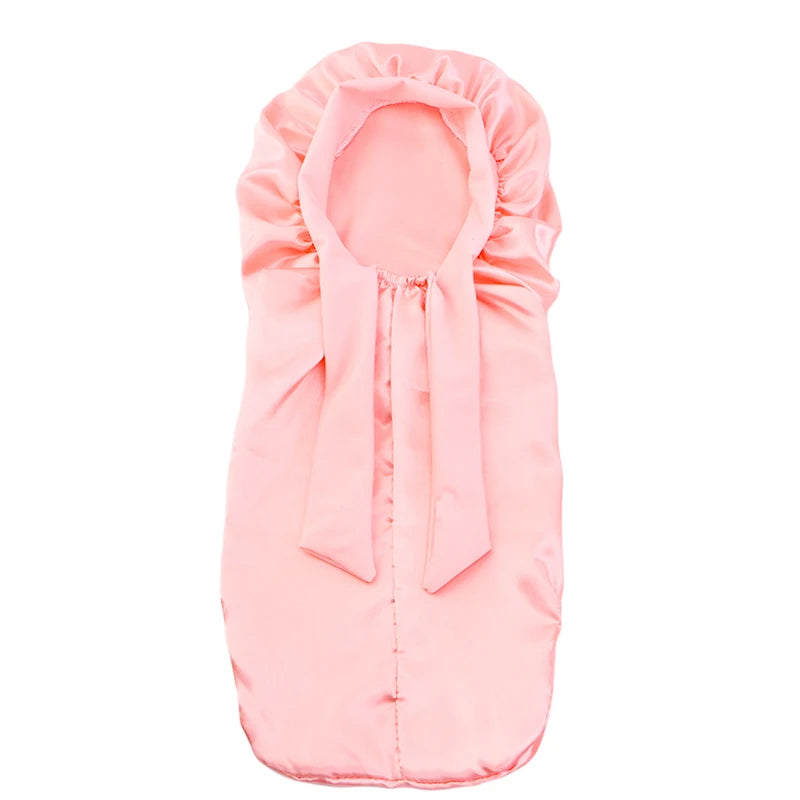 Shell Pink Kids Silky Long Braids Tied Bonnet
