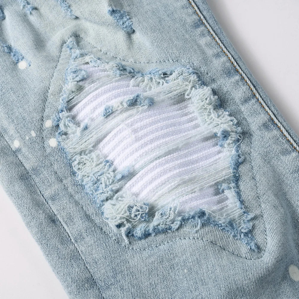 Light Blue Marble Wash Jeans
