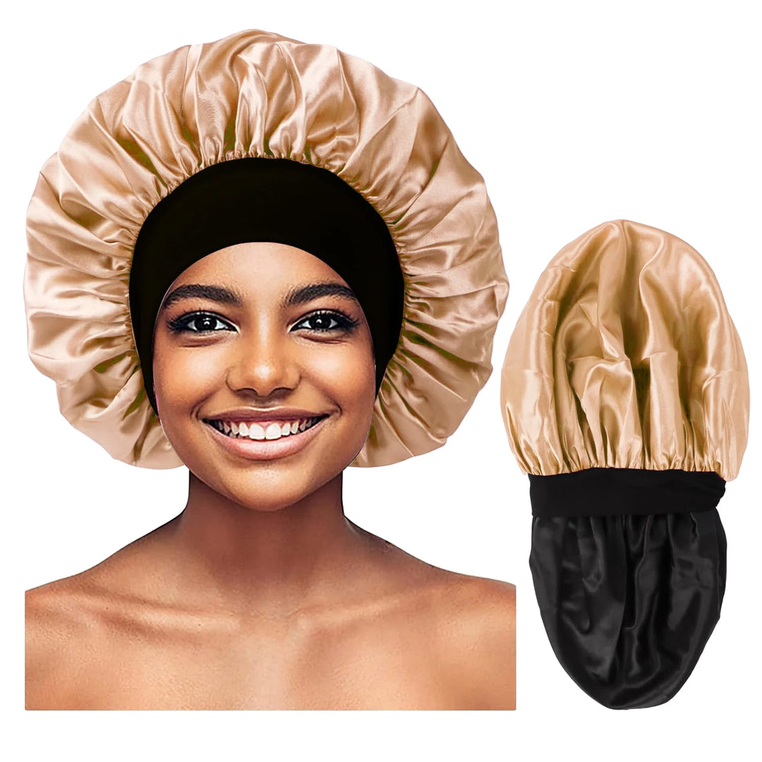 Gold Extra Large Double Layer Wider Band Silky Bonnet