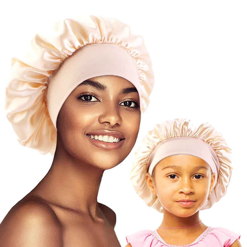 Khaki Mommy and Me Extra Wide Band Bonnet Set