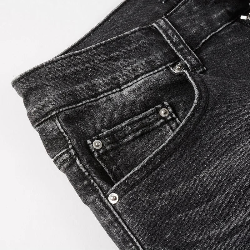 Black Bandana Patch Distressed Jeans