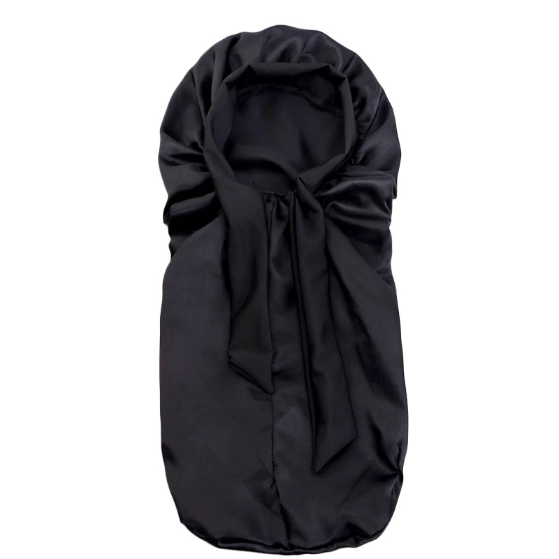 Black Kids Silky Long Braids Tied Bonnet