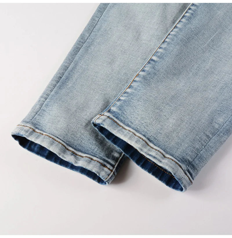 Blue Purple Gradient Patch Jeans