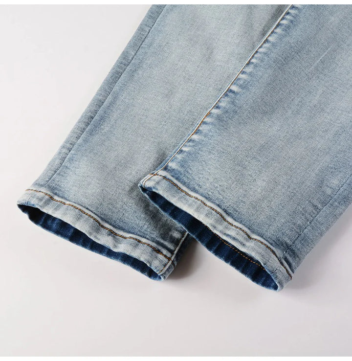 Blue Purple Gradient Patch Jeans