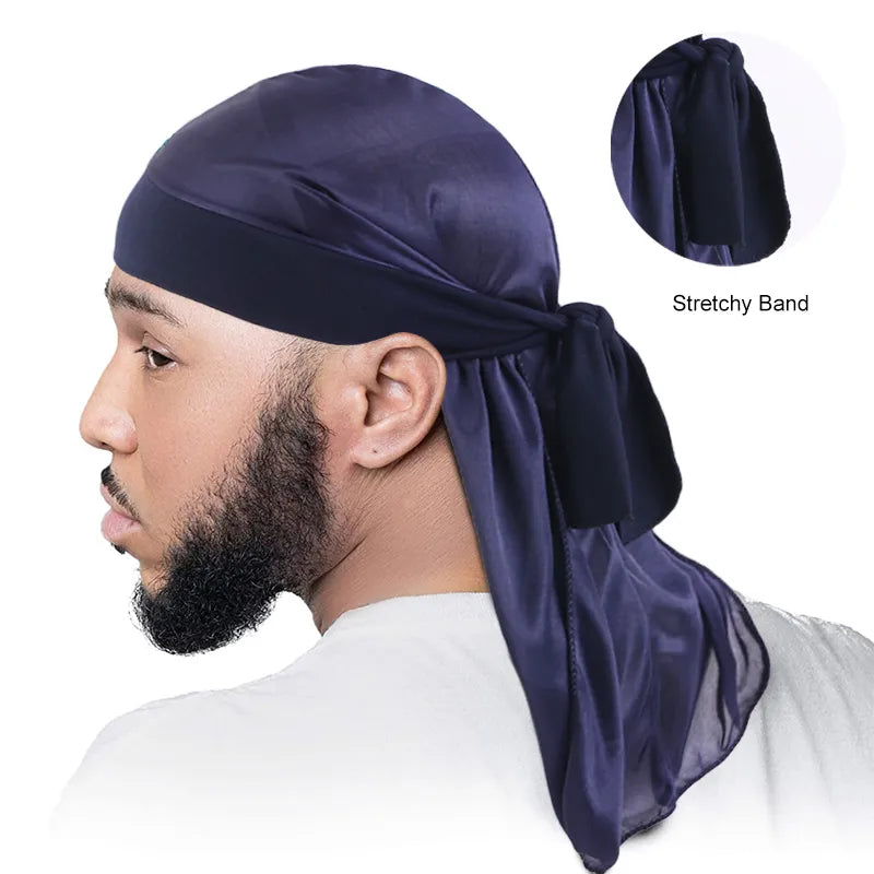 Navy Front Band Silky Durag