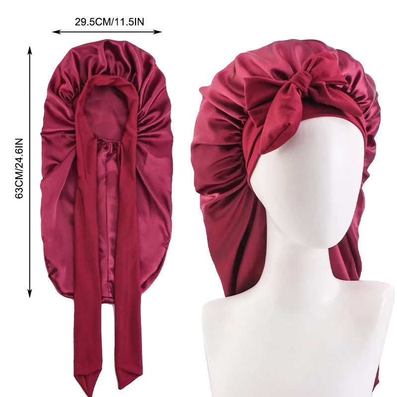 Khaki Long Silky Bonnet Dreadlock Cap