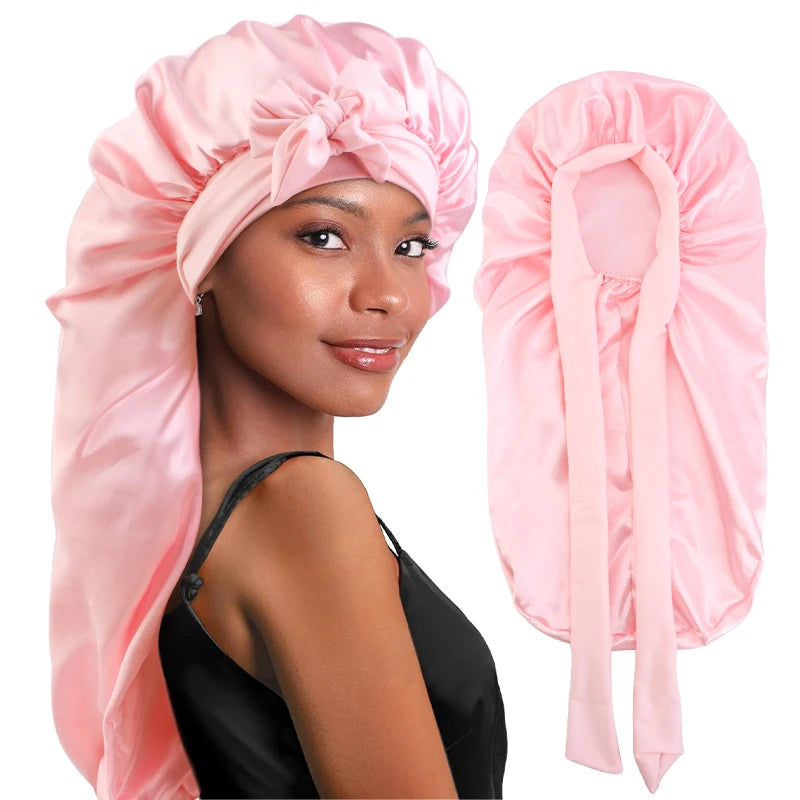 Shell Pink Long Silky Bonnet Dreadlock Cap