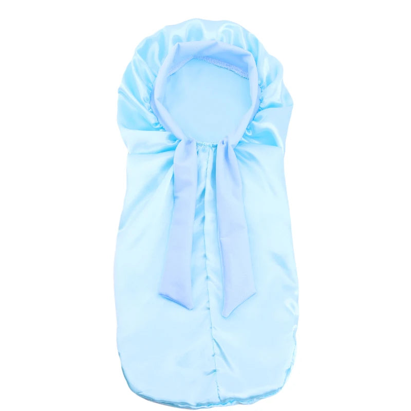 Light Blue Kids Silky Long Braids Tied Bonnet