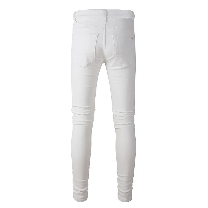 White On White Paisley Bandana Patchwork Jeans