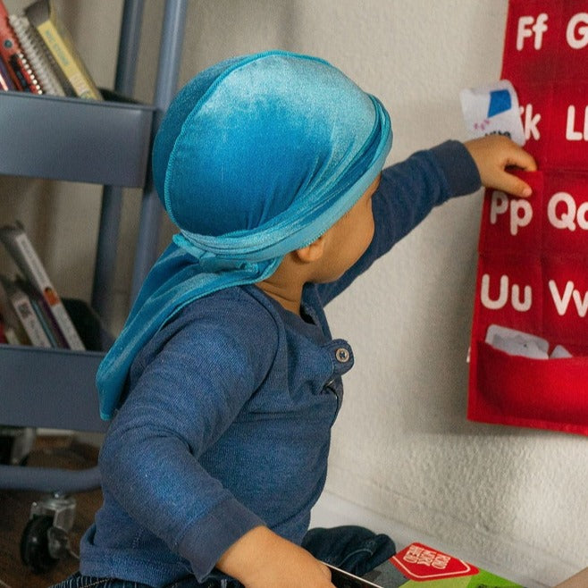 Light Blue Kids Velvet Durag