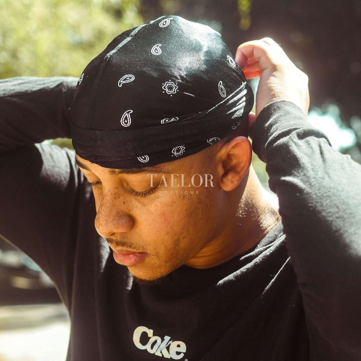 Black Silky Bandana Durag