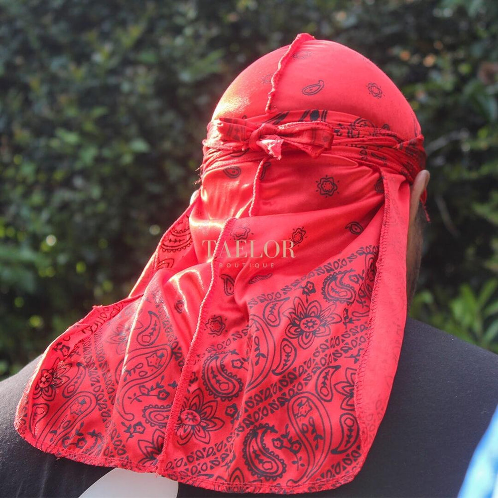 Red Silky Bandana Durag