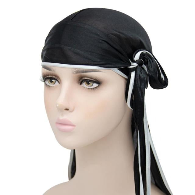 Black Silk Durag w/ White Lining