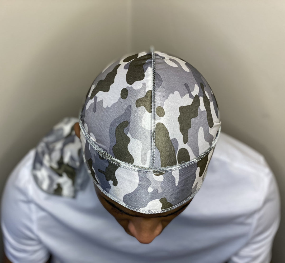 Grey Silk Camo Durag