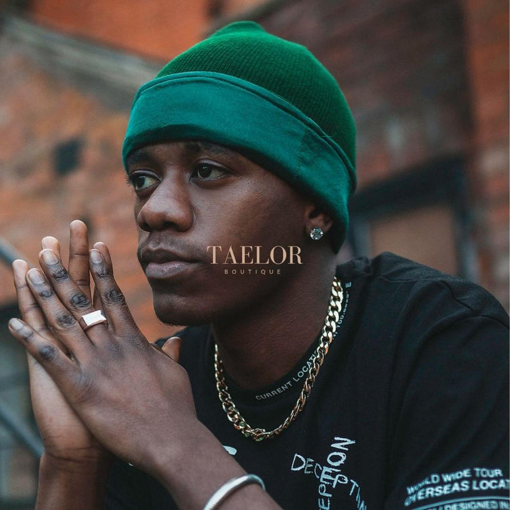 Dark Green Satin Lined Beanie