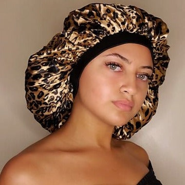 Leopard Print Extra Large Wide Band Bonnet