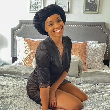 Black Extra Large Wide Band Silky Bonnet