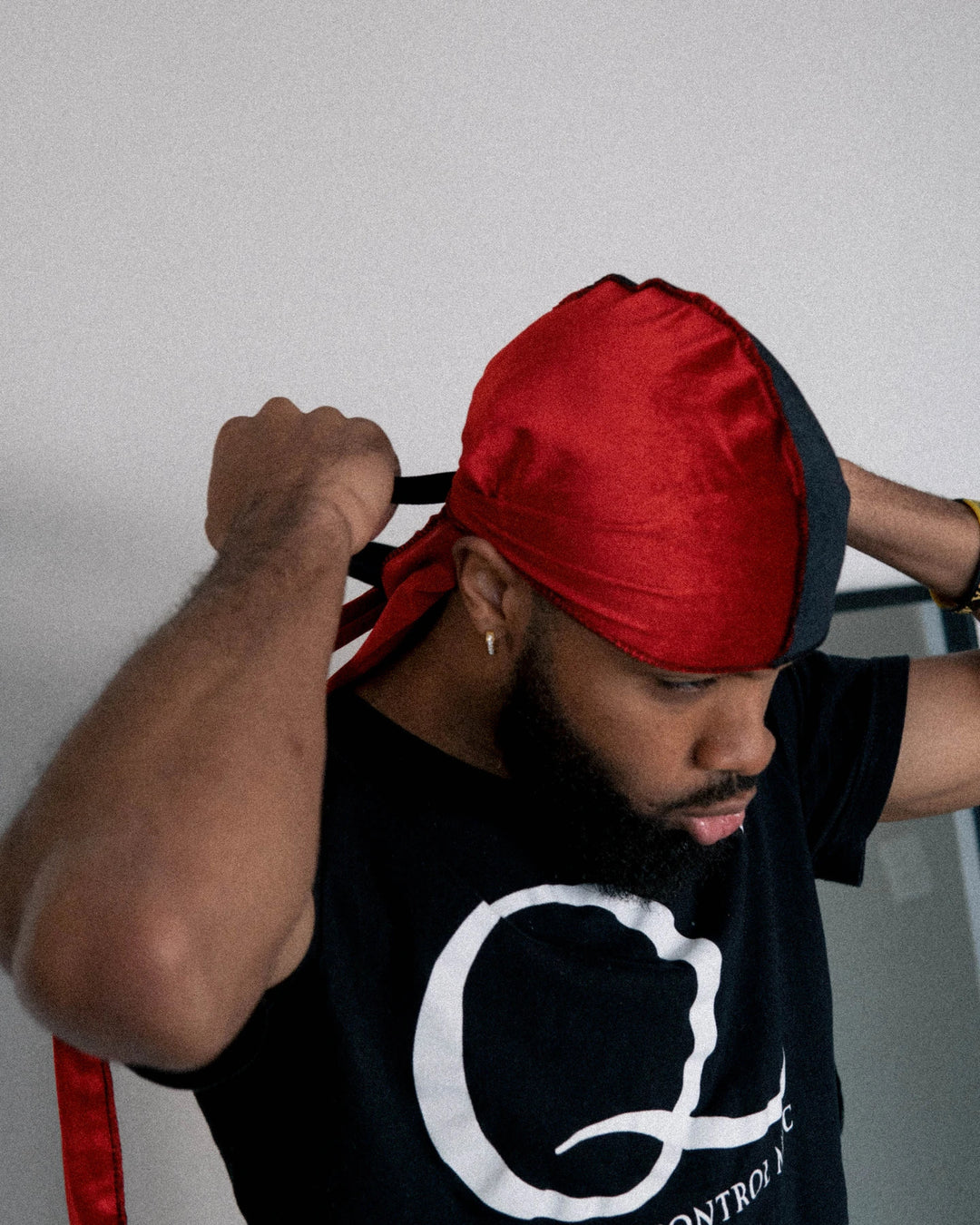 Red &amp; Black Two Tone Velvet Durag