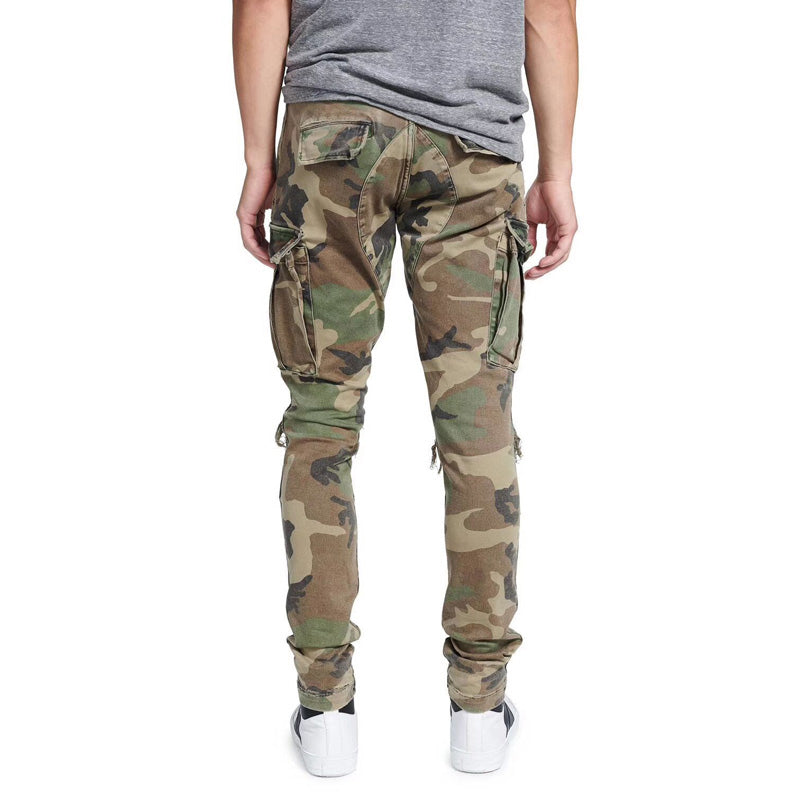 Camo Faux Leather Patchwork Ripped Jeans – Taelor Boutique