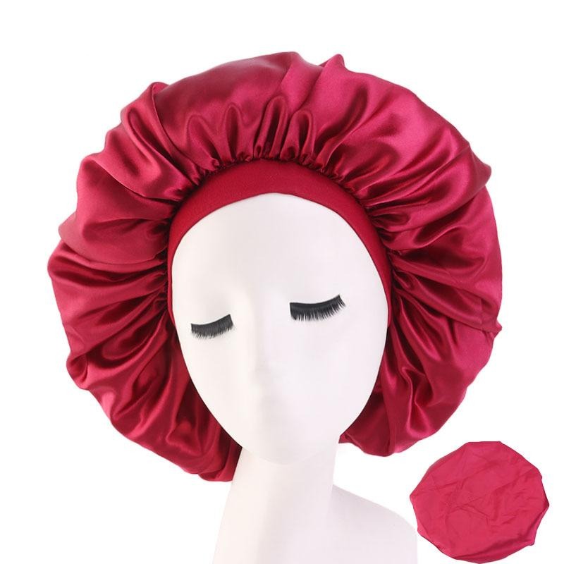 Wine Red Extra Large Wide Band Silky Bonnet