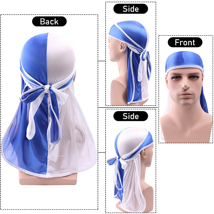 Blue &amp; White Two Tone Silky Durag